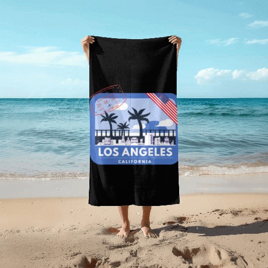 Los Angeles Stamp Beach Towels