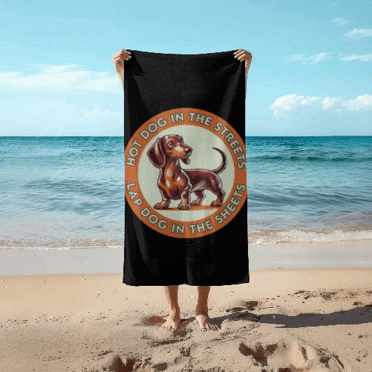 Hot Dog in the Streets Beach Towels