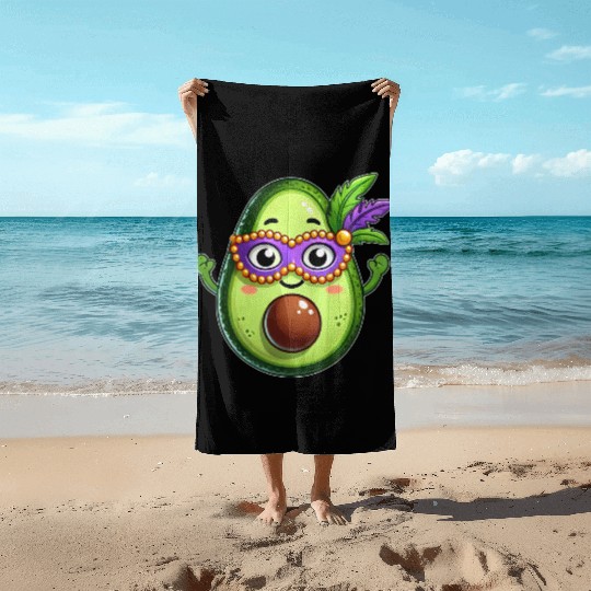 Mardi Gras Avocado Sweet Vegetarian Cartoon Beach Towels