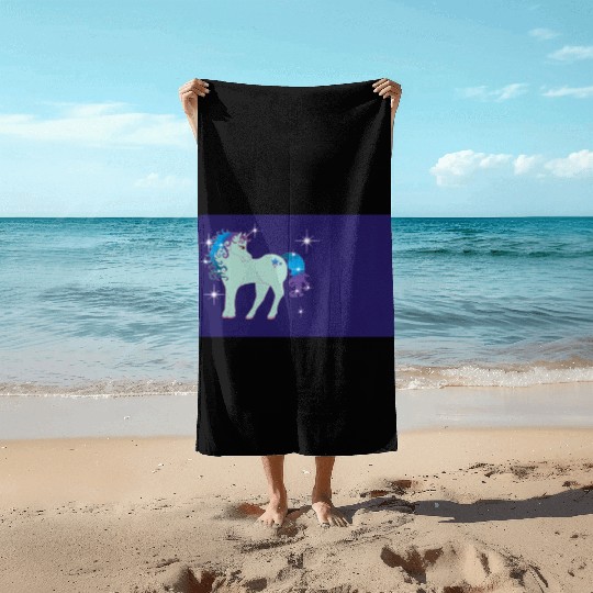 Fantasy unicorn - petrol blue - design for kids Beach Towels
