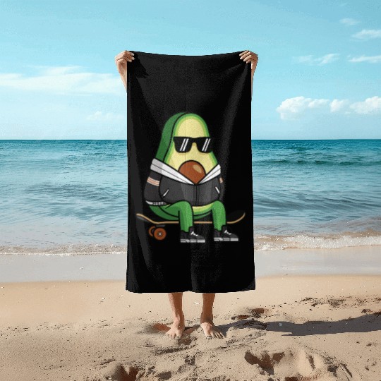 Skater Avocado Skateboard Streetwear Beach Towels