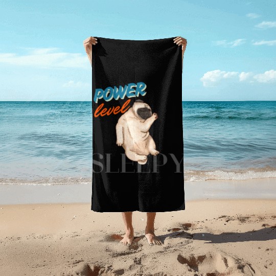 Sleepy Pug Dog black prints Beach Towels