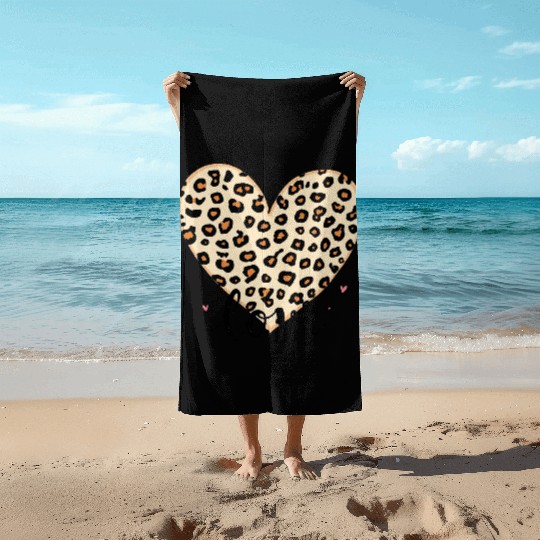 Trendy Vintage Retro Love Cheetah Leopard Print Beach Towels