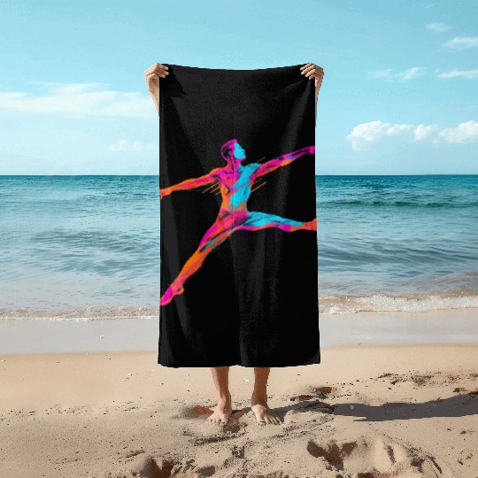 Male Ballet Dancer Synthwave Beach Towels