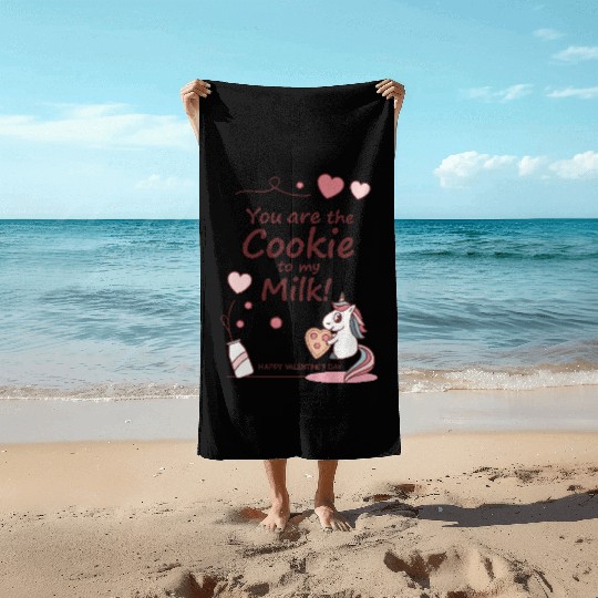 Sweet Unicorn - "You Are The Cookie To My Milk" Beach Towels