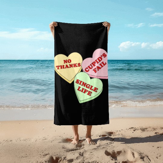 Valentines Candy Hearts Beach Towels