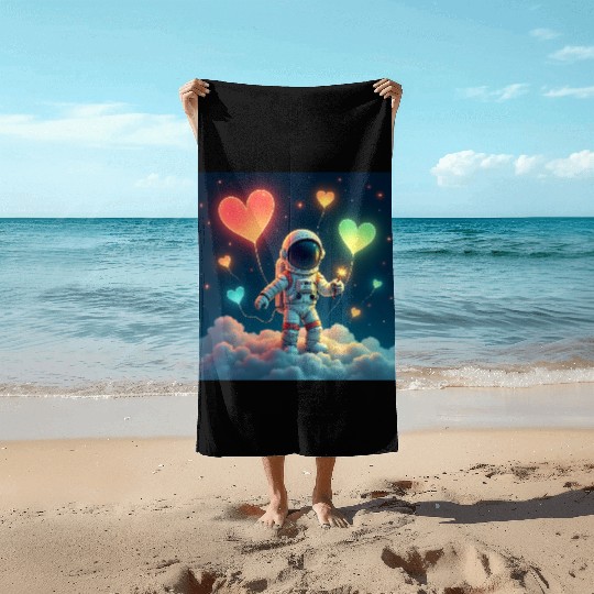 Astronauts are full of love Beach Towels