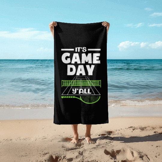 Tennis Game Day Y'all Vibes Beach Towels