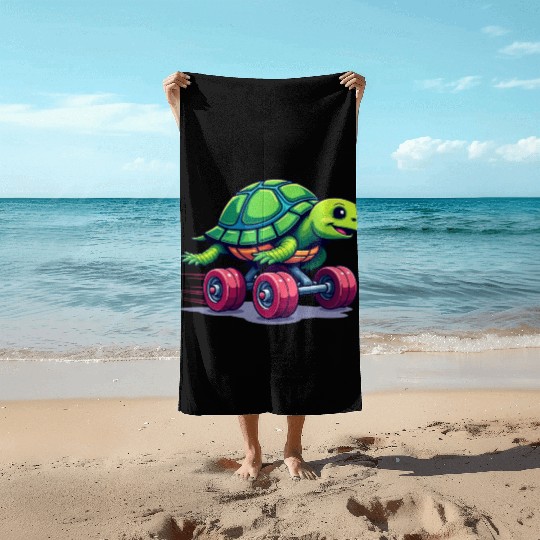 Turbo Turtle: Speed on Wheels Beach Towels