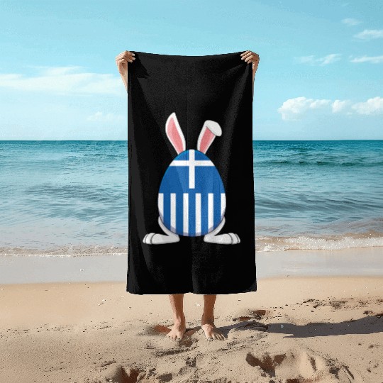 Rabbit Bunny Greece Flag Greek Flag Beach Towels