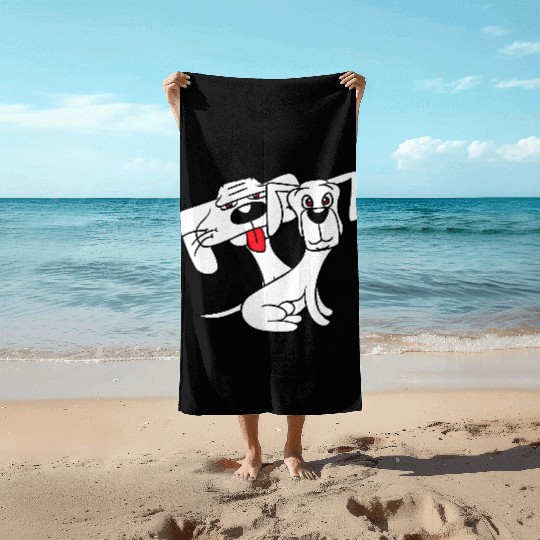 2 Dogs Looking Funny Silly Sitting Cool Team Crew Beach Towels