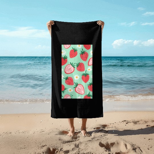 Red Strawberries &Daisies Pattern Phone Case Cover Beach Towels