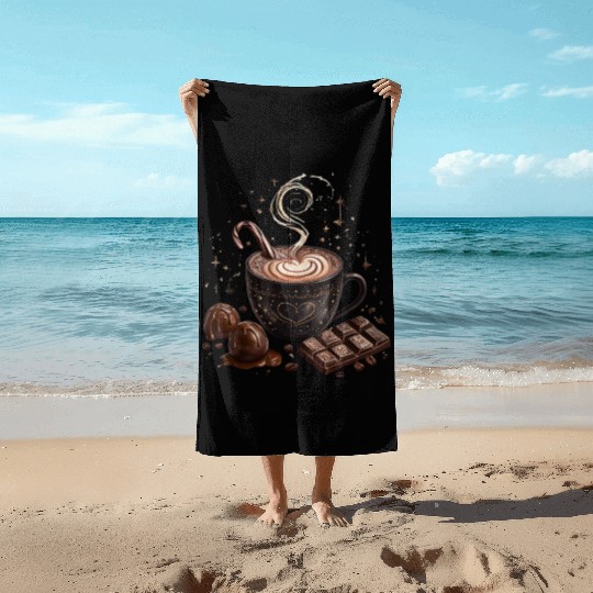 Cozy Hot Chocolate with Sweet Treats Beach Towels