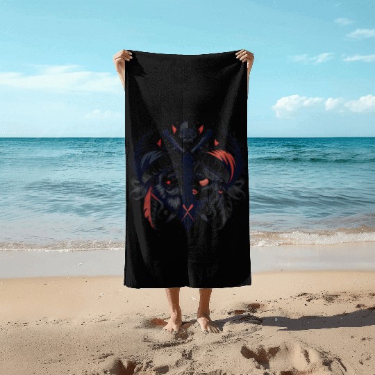 Pirate Love: Romantic Skull & Crossbones Beach Towels