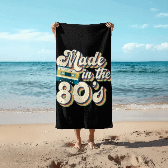 Retro 80s Style design Perfect for Nostalgia Fans Beach Towels