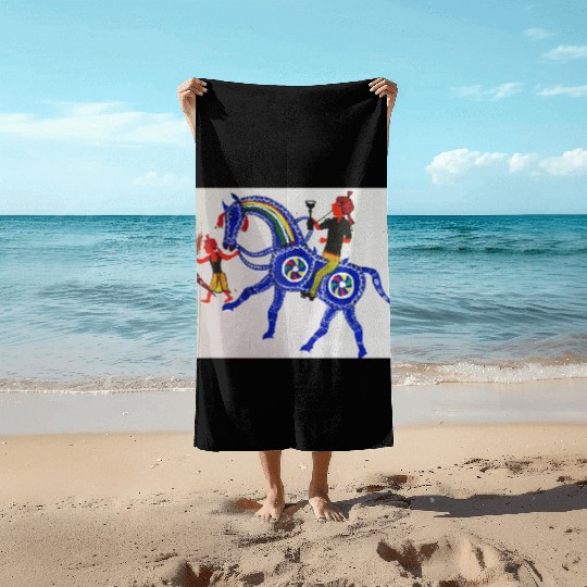 Aadivasi tribal painting Beach Towels