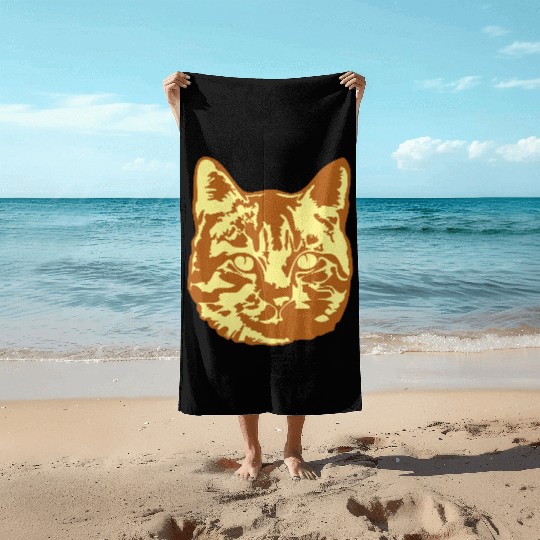 Cat Lover Realistic Pet Face Cute Cool Kitten Head Beach Towels