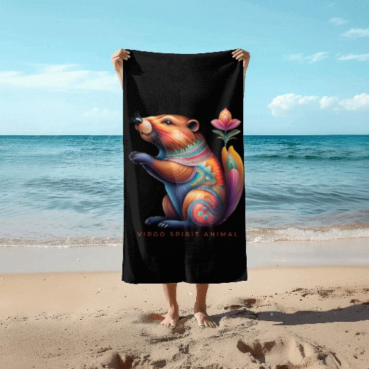 Virgo Spirit Animal Beaver Alebrije Female Beach Towels