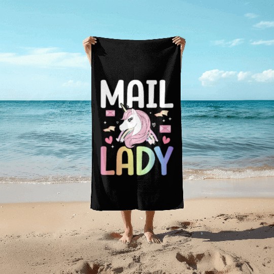 Mail Lady Postal Service Female Postman Worker Beach Towels