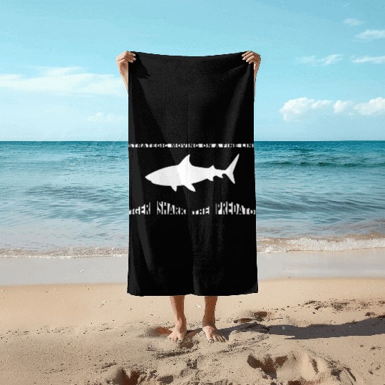 Tiger Shark, Strategic Moving on a Fine Line Beach Towels