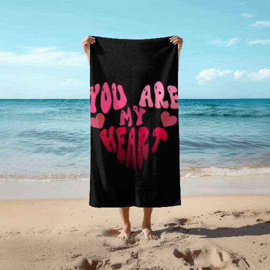 Romantic Heart Typography Art Beach Towels