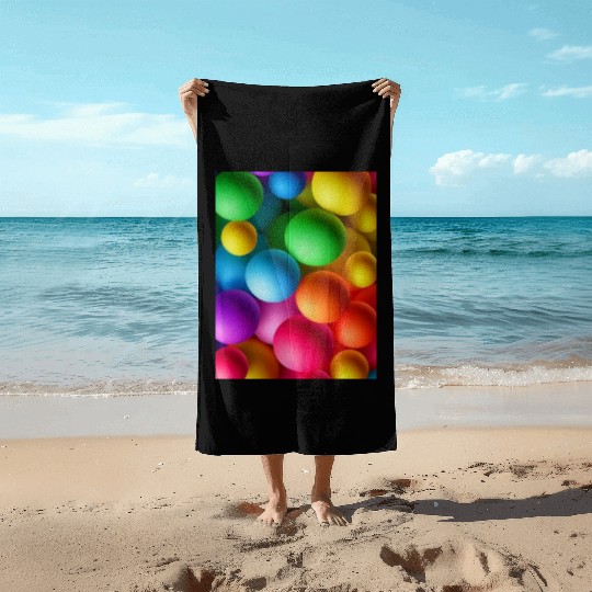 Vibrant Multi Colored Spheres Beach Towels