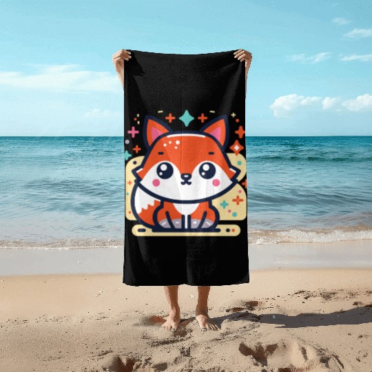 Cute Little Fox 1 Beach Towels