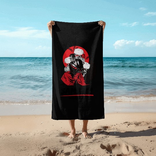 Cyber Samurai – Neo-Japanese Warrior Art Beach Towels