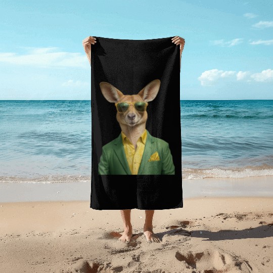 Green and Gold Kangaroo 7 Beach Towels