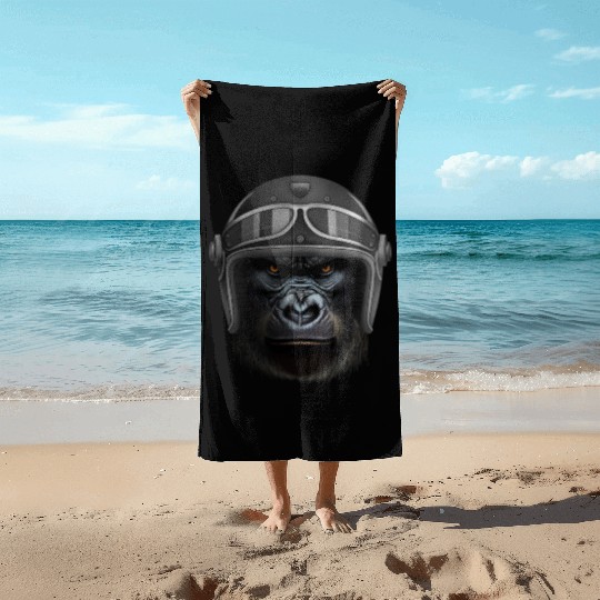 Biker Gorilla Motorcycle Silver Back Monkey Beach Towels