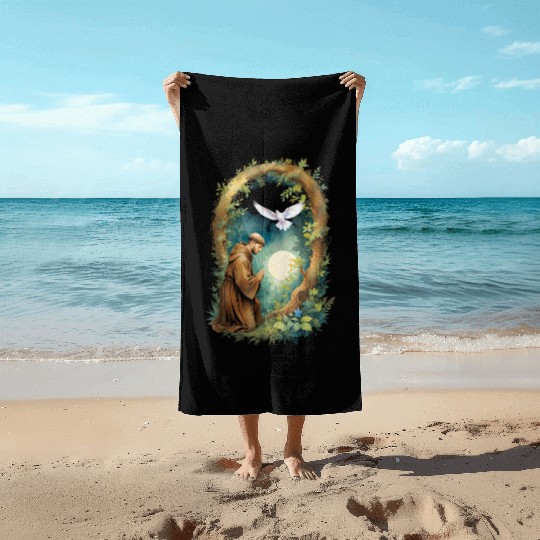 St Francis of Assisi Patron Saint of Animals Beach Towels