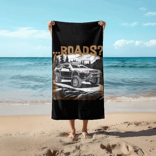 Off-road Delorean Beach Towels