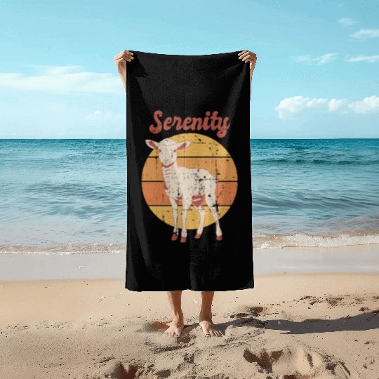Serenity Vintage Retro Lamb Sunset Beach Towels