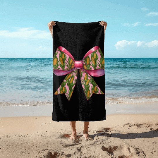 Coquette Bow Corn Pattern Farmer Farming Beach Towels