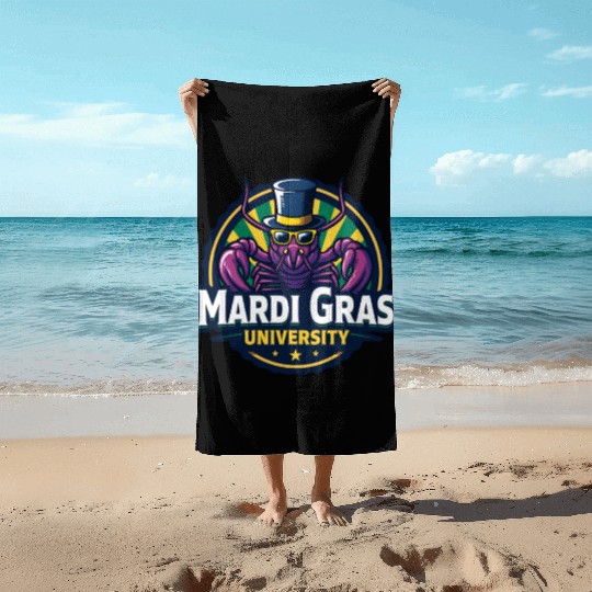Mardi Gras University Crawfish Men's Mardi Gras Beach Towels