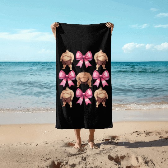 Coquette Bow Sumo Wrestling Japanese Sumo Wrestler Beach Towels