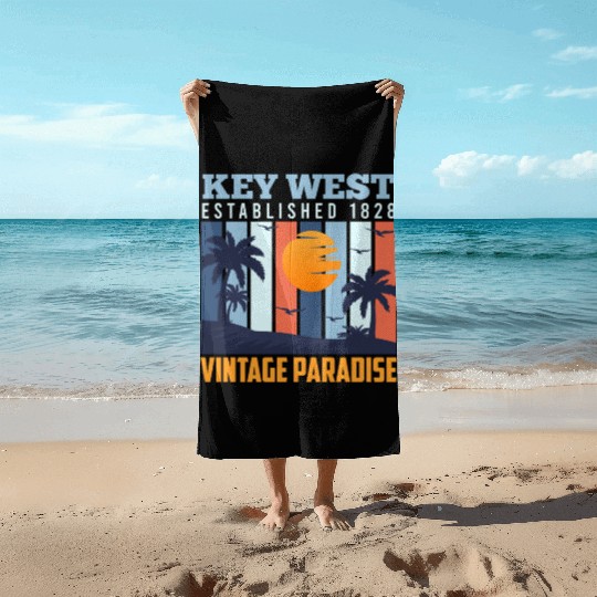 KEY-WEST ESTABLISHED 1828 VINTAGE PARADISE Beach Towels