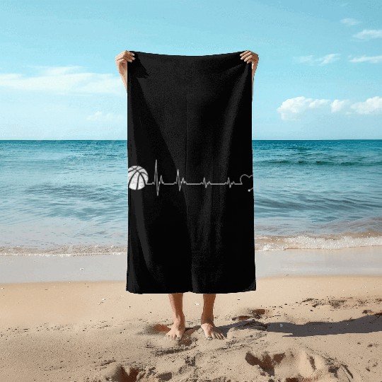 Heartbeat basketball love Beach Towels