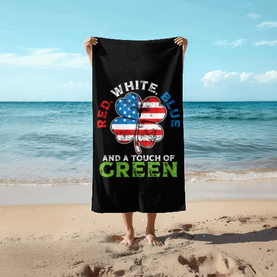 Red White Blue and a Touch of Green Irish USA Beach Towels