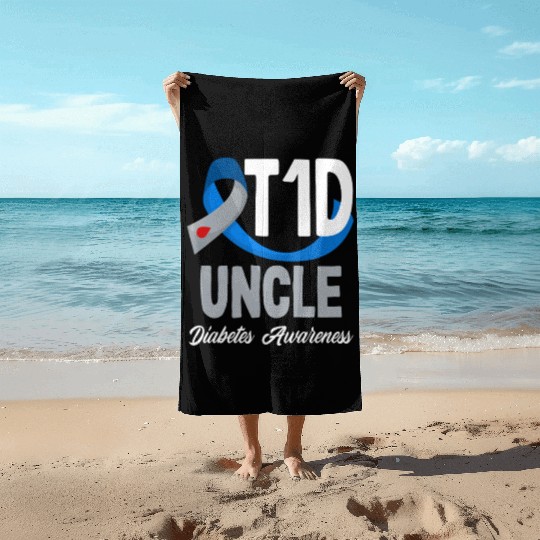 T1D Uncle Diabetes Type 1 Awareness Beach Towels