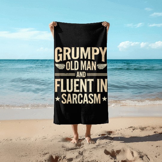 Grumpy Old Man Beach Towels