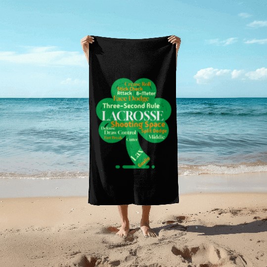 Shamrock Lax Word Cloud Beach Towels