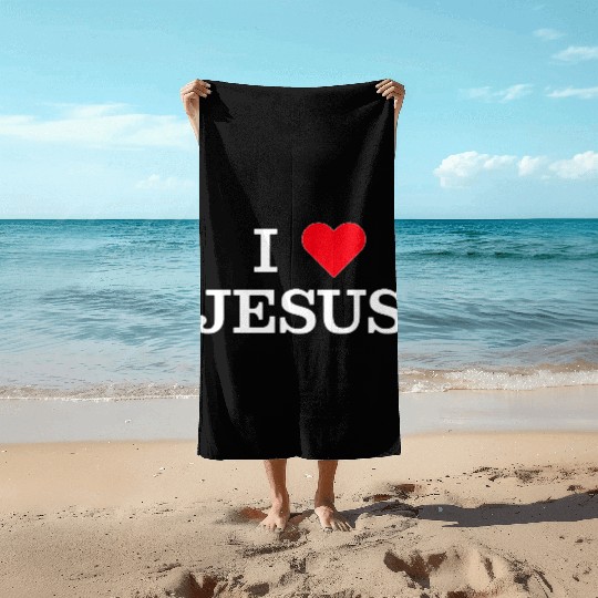 I Heart Jesus Beach Towels