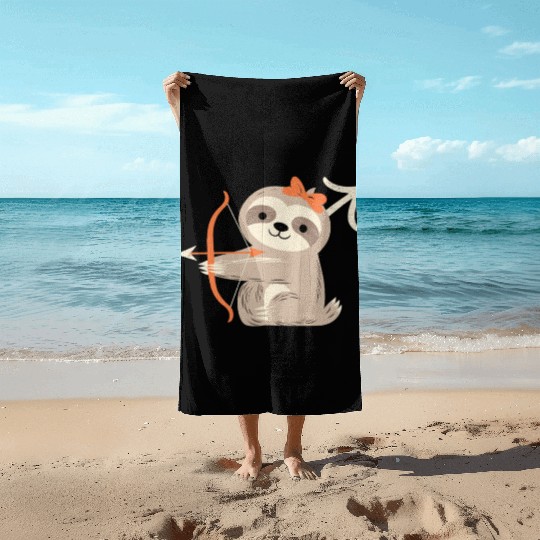 Sagittarius Zodiac Sloth Archer Design for Beach Towels