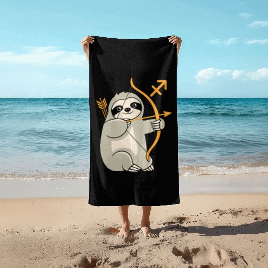 Sagittarius Zodiac Sloth Archer Adventure Beach Towels