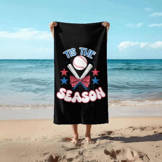Tis the season - Baseball Mom Theme Beach Towels
