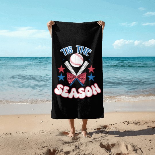 Tis the season - Baseball Mom Theme Beach Towels