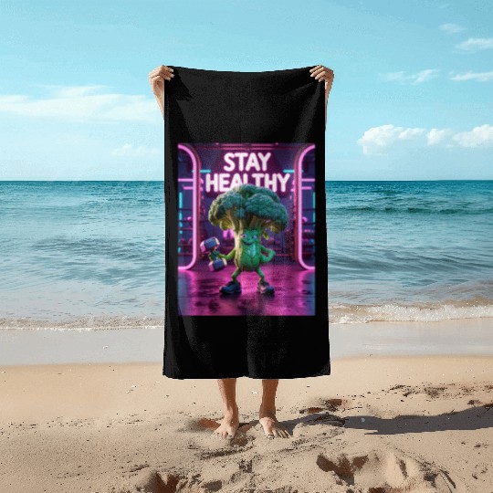Broccoli Gym Workout STAY HEALTHY Beach Towels