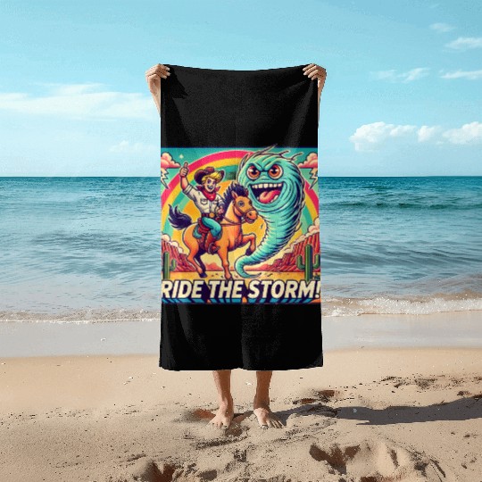 Ride the Storm: The Wild Adventure Beach Towels