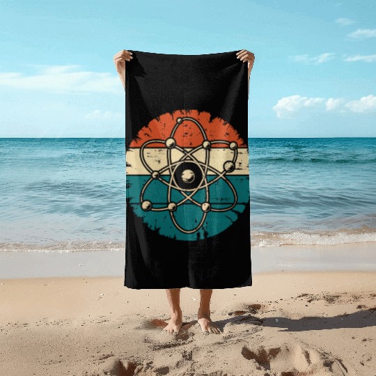 Retro Atom Art Biology Physics Chemistry Science Beach Towels